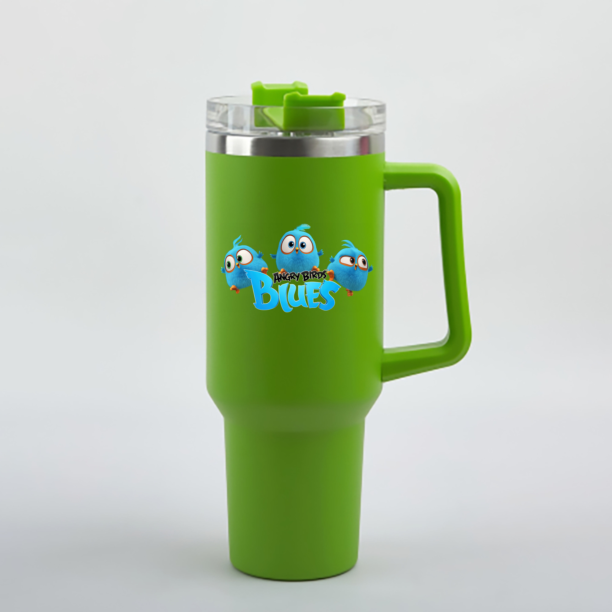 （画像用） Angry Birds アングリーバード 1200mL車用タンブラー - クリスタルステッカー（プラスチックストロー付き）
